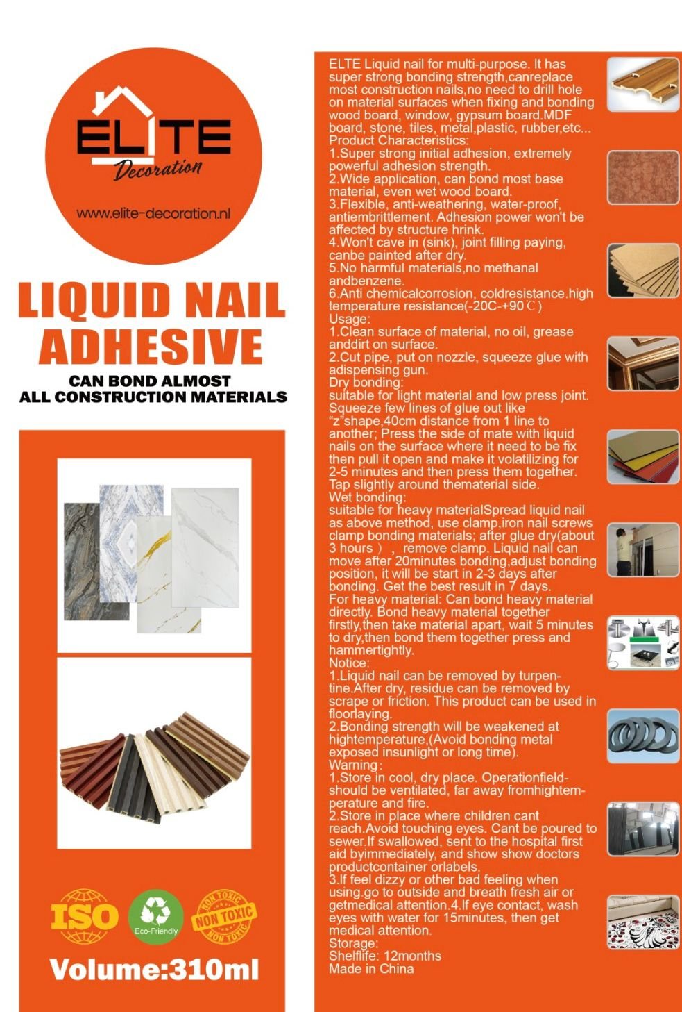 Montagelijm Wit – Sterke Lijm voor Alle Decoratieve Panelen