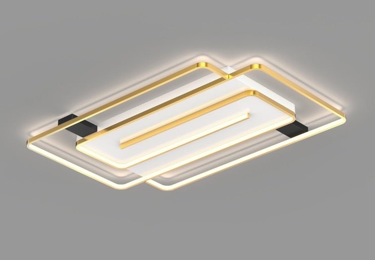 Plafondlamp Rechthoek Modern LED Design in Zwart & Goud – Plafondlampen
