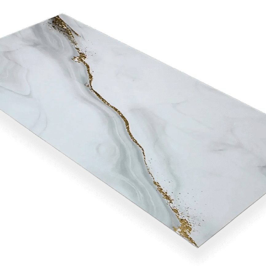 Wandpaneel marmerlook Wit Goud 280x122cm – Hoogglans