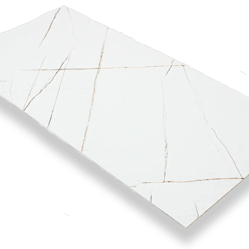 Wandpaneel marmerlook White Nero 280x120cm – Hoogglans