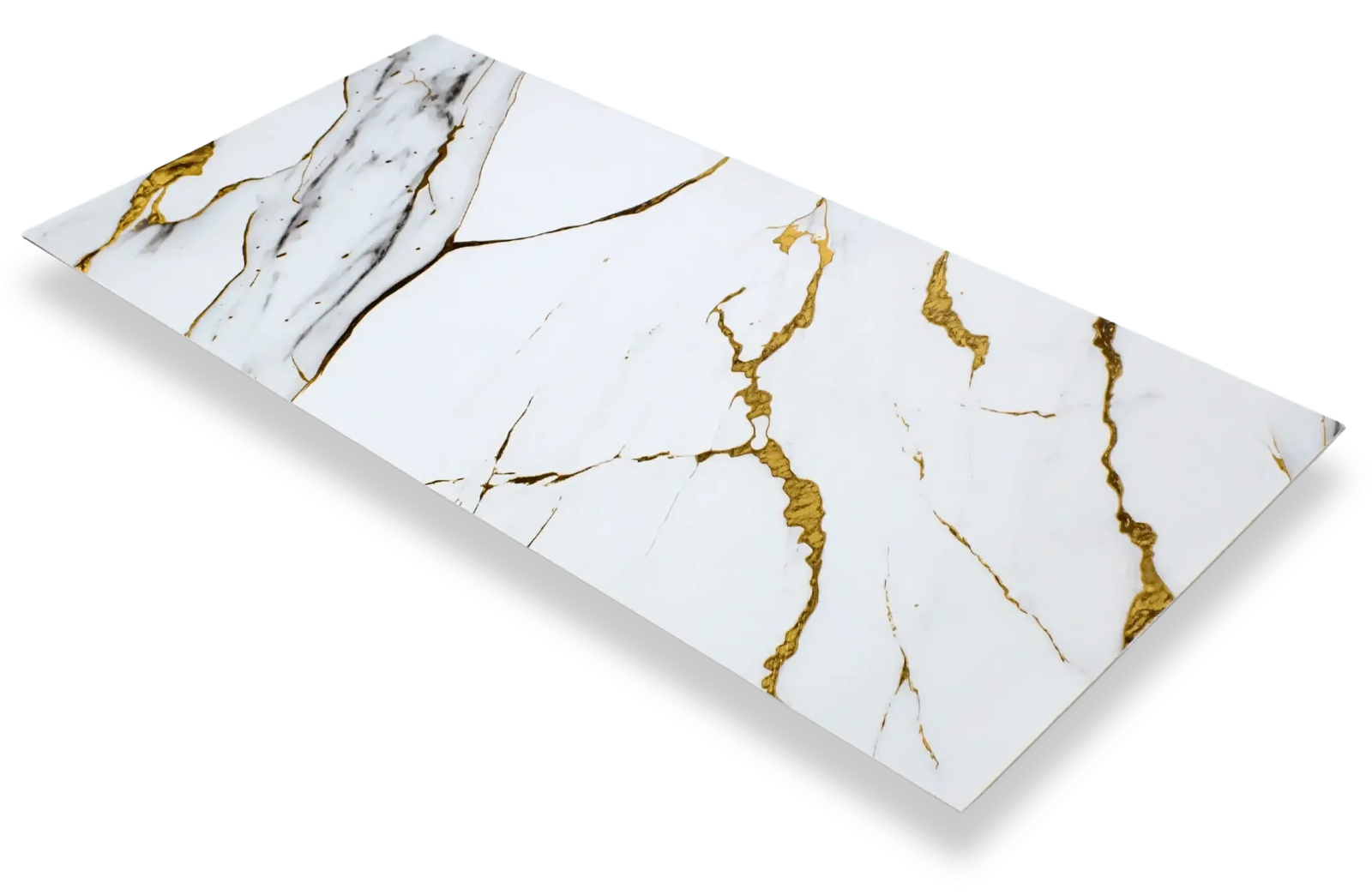 Wandpaneel marmerlook Goud Calacatta 280x120cm – Hoogglans