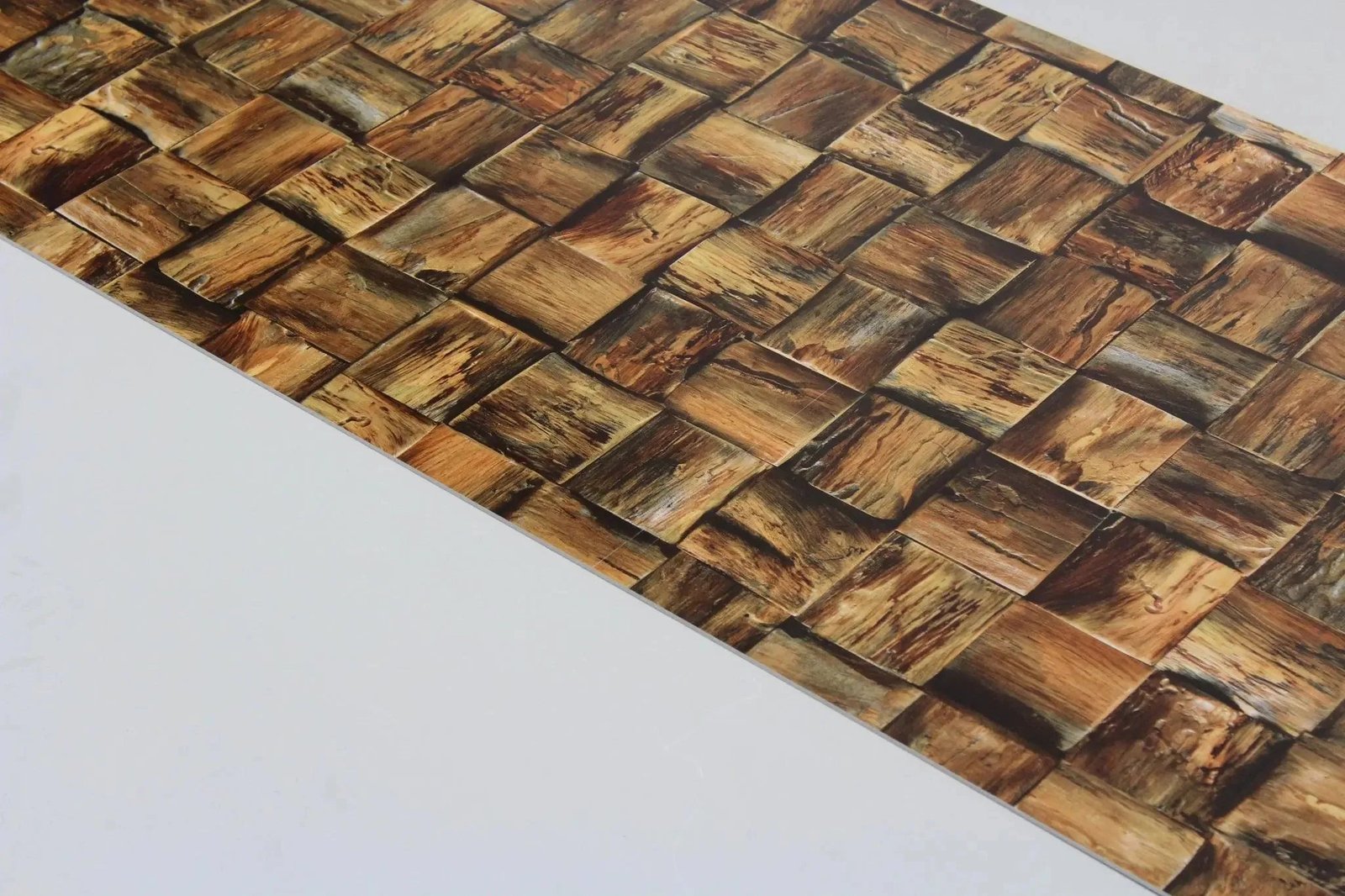 Mooiste PVC Marmer Plaat Houtmozaïek 280x120cm – Hoogglans