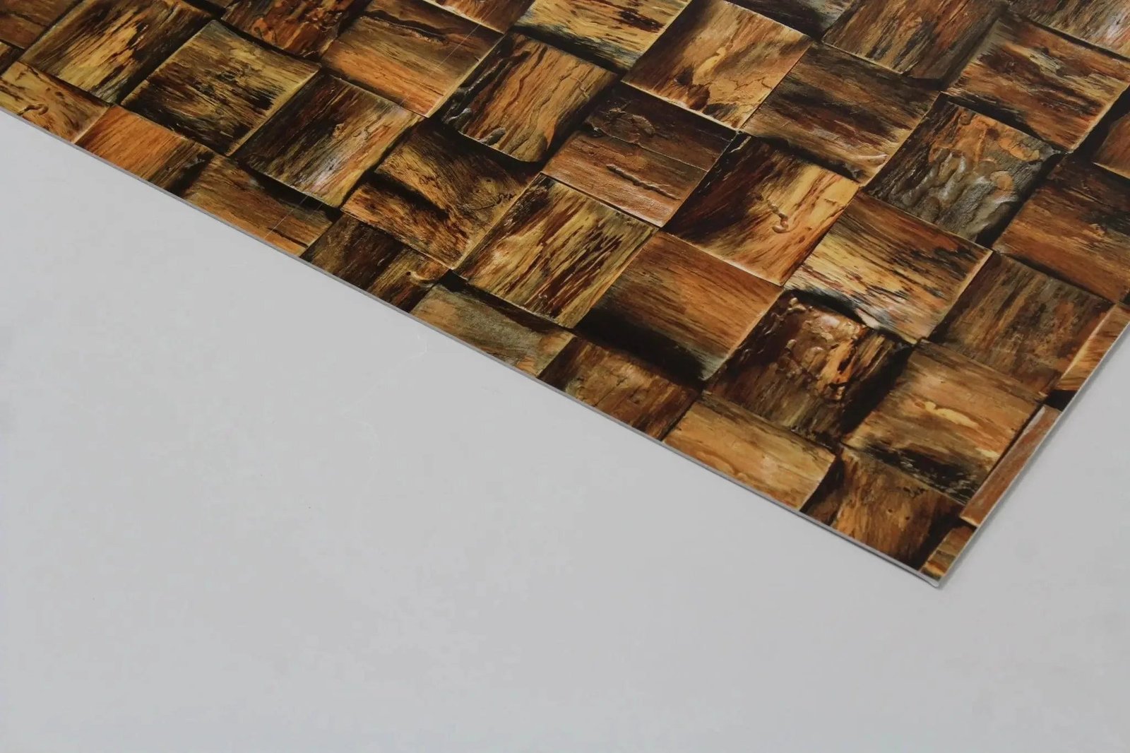 Mooiste PVC Marmer Plaat Houtmozaïek 280x120cm – Hoogglans