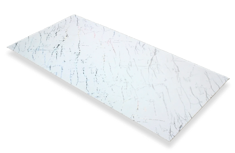 Marmerlook Wandpaneel Hoogglans Prismatic white 280x120cm – Hoogglans
